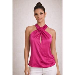 A.L.C. Fuchsia Silk Blend Halter Top Career Layering Date night Women’s Size 2